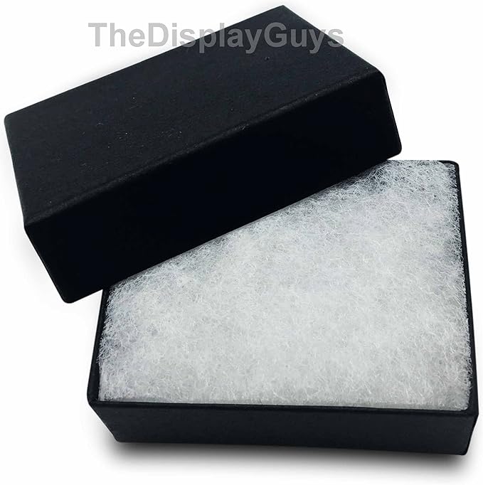 TheDisplayGuys - 100-Pack #11 Cotton Filled Cardboard Paper Jewelry Boxes Gift Case - Matte Black (2.1" x 1.8" x 0.8") - for Shipping or Storage