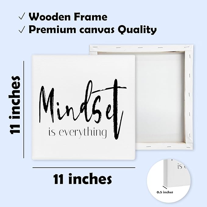 Mindset Is Everything Framed Canvas Print Poster - 11.8’’ Inspirational Quotes Minimalist Canvas Artwork Prints Favors For Friend Family Coworker - Aesthetic Wall Art Decor For Home Bedroom Office-A06