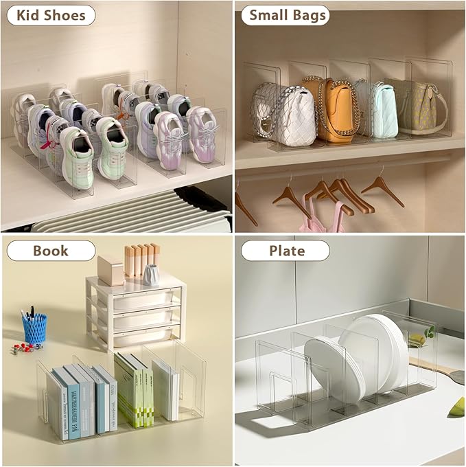 Acrylic Kids Shoe Rack - 2 Pack Clear Shoe Organizer for Toddlers & Children, Space-Saving Nursery Shoe Storage Shelf, Small Baby Shoes Display Rack for Closet/Entryway, for Desk File Book Organizer