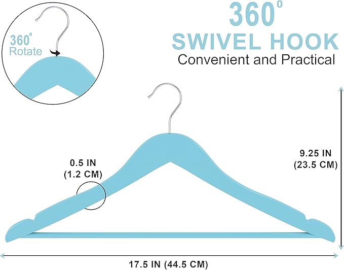 Utopia Home Premium Wooden Hangers 20 Pack - Durable & Slim Coat Hanger - Suit Hangers with 360-Degree Rotatable Hook - Wood Hangers with Shoulder Grooves (Light Blue Color)