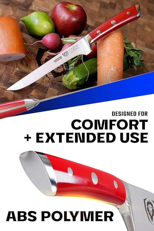 Dalstrong Boning Knife - 6 inch - Gladiator Series - High Carbon German Steel - Crimson Red ABS Handle - Meat Carving, Trimming, Deboning - w/Sheath - NSF Certified
