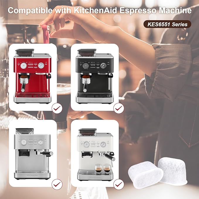 8 Pack Charcoal Water Filters Replacement for KitchenAid Espresso Machine KES6551 Series, Coffee Maker Accessories