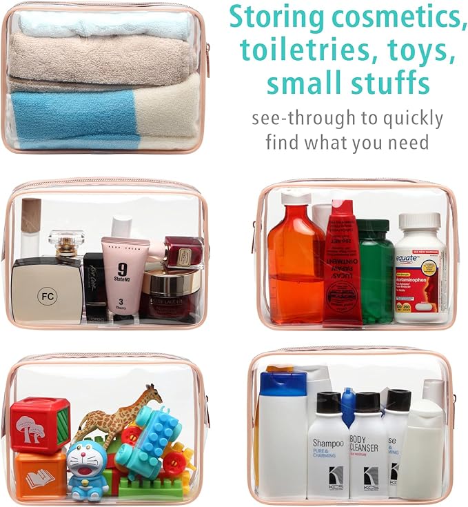 F-color Hanging Shower Caddy Portable with Clear Makeup Bag - College Dorm Essentials for Guys with Hooks Pink, TSA Approved Toiletry Bag for Travel Size, Rose Pink