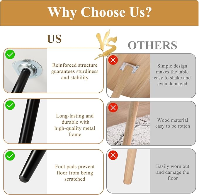 danpinera Round Side Table, Metal Legged Accent Table with Wooden Tray, Small Round End Table for Living Room, Bedroom, Nursery, White & Black