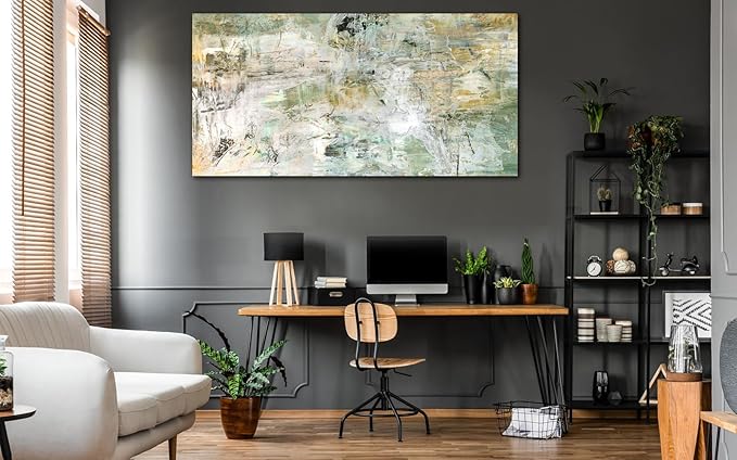 NINEASO Brown Green Abstract Wall Art - Unearthed World Abstract Canvas Pictures Wall Decor Modern Abstract Canvas Painting Artwork for Living Room Bedroom Home Office Wall Decorations 29" x 58"