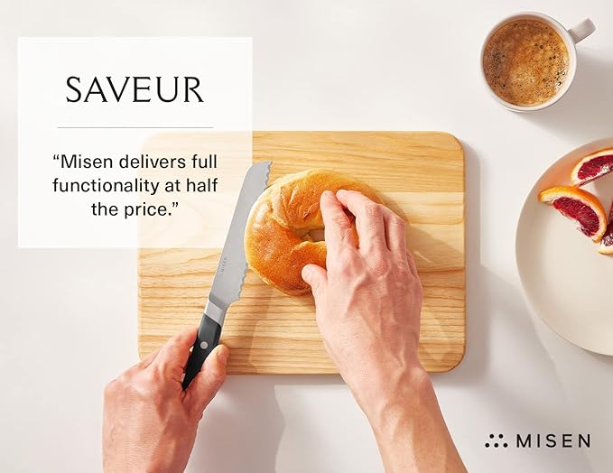 Misen Serrated Bread Knife – High-Carbon Japanese AUS8 Steel – Effortless Slicing of Bread, Pastries, and Fruits – Razor-Sharp Edge and Durable Blade with Ergonomic Handle - 5", Black