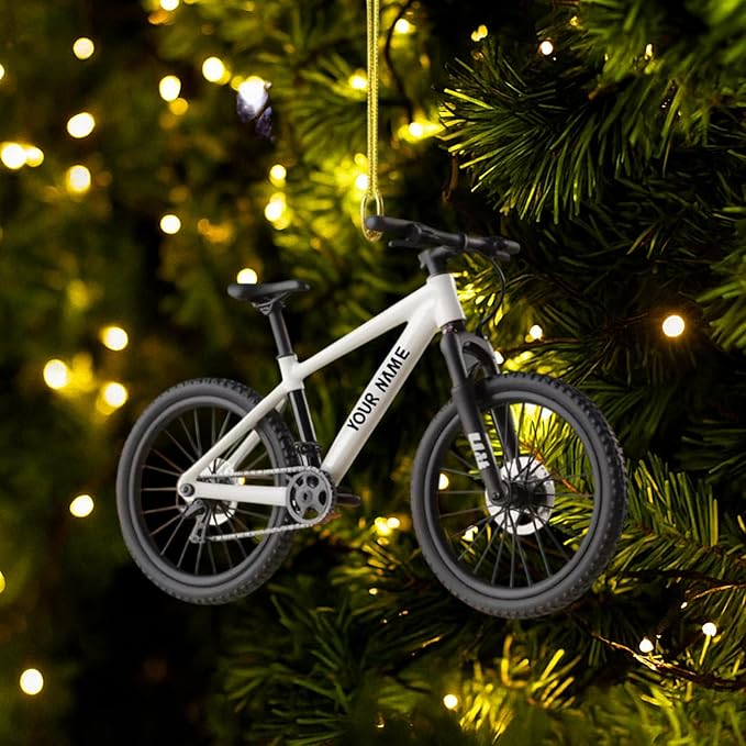 UrbanNEST Personalized Mountain Bike Christmas Ornament, Bicycle Ornaments for Christmas Tree, Mountain Bike Ornament, Bicycle Ornaments, Biker Girl Gifts, Gifts for Cyclist, Xmas Decorations