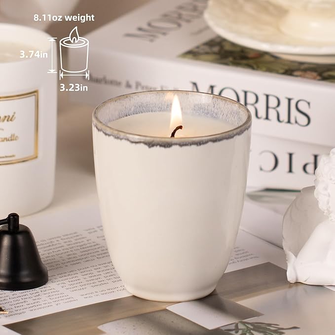Scented Candle, 8oz Soy Candles, Red Rose Scented Jar Candles for Women & Men, Long-Lasting Aromatherapy White Candle Wax for Home, Bathroom, Non Toxic Candle Gift (Ceramic Cup 15)