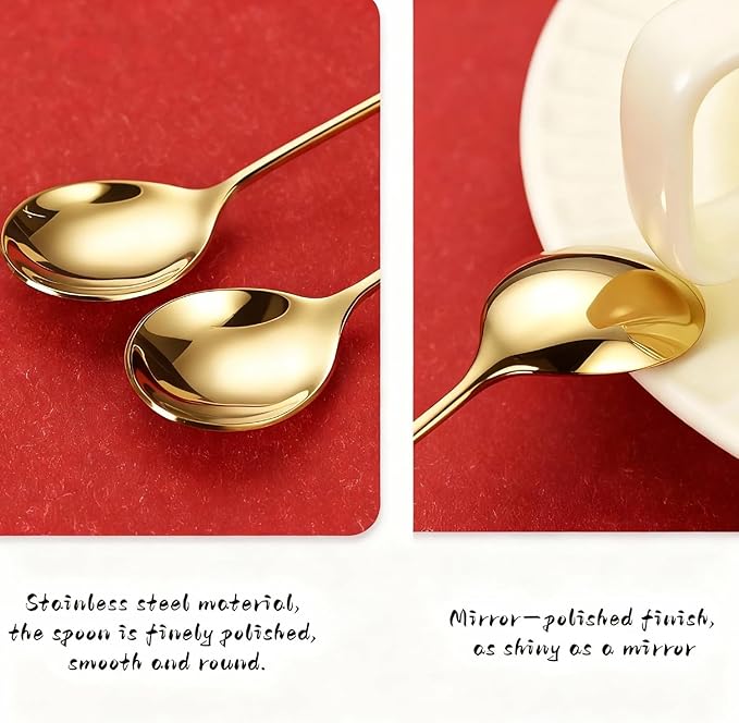 Christmas Teaspoon Gift Set of 4 |Premium 5.6 Inch Stainless Steel Small Spoon | Coffee Spoons for Dessert & Tea | Christmas Decorations Indoor & Kitchen Decor | Hostess Gifts