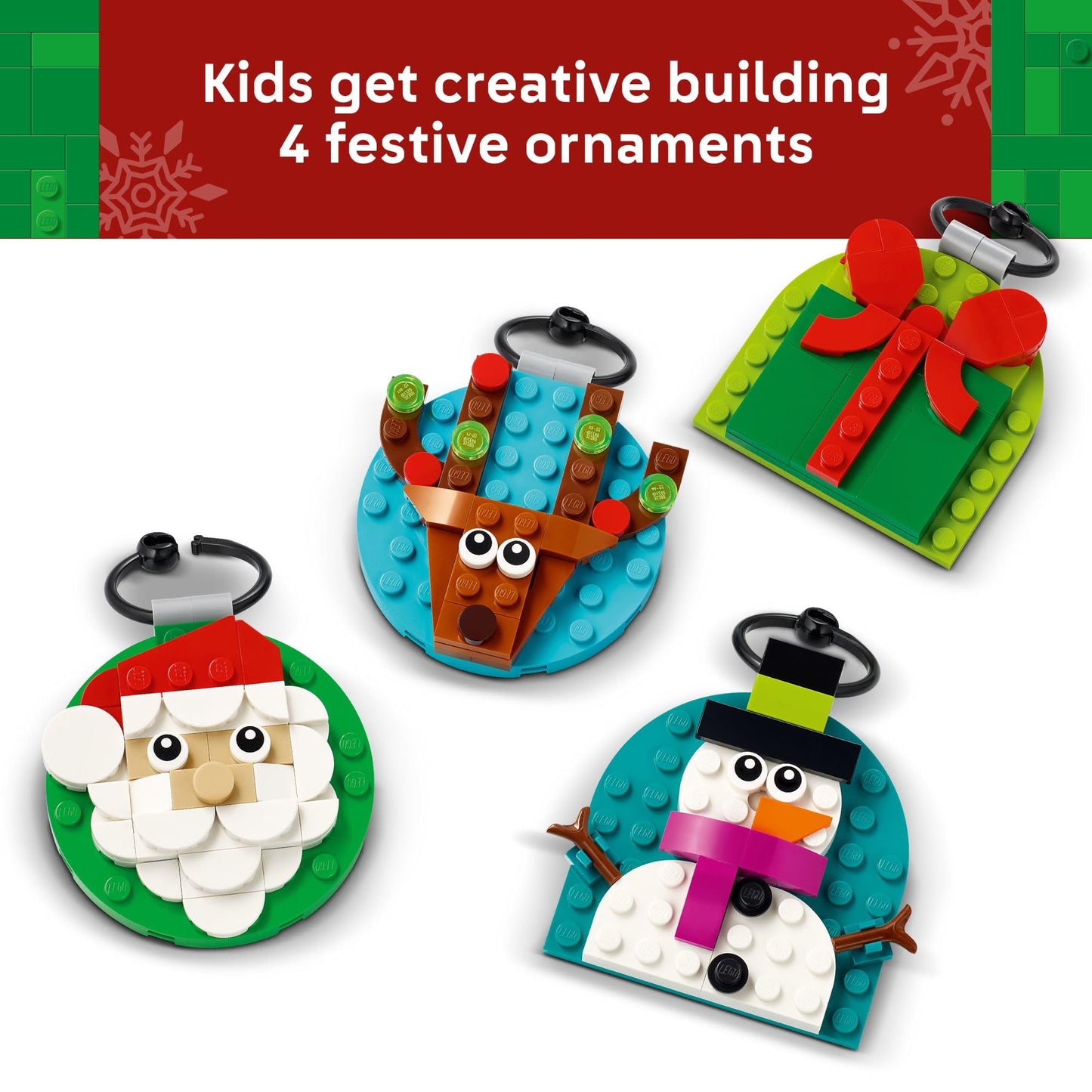 LEGO Christmas Ornament Selection Building Toys - Holiday Crafts for Family, Kids, Boys & Girls, Ages 6+ - Hanging Christmas Decorations for Tree - 40744