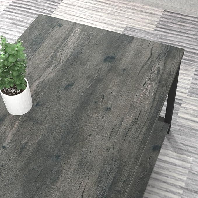 EXCEFUR Coffee Table, Rustic Wood and Metal Center Table for Living Room, 39.3 Inch Grey
