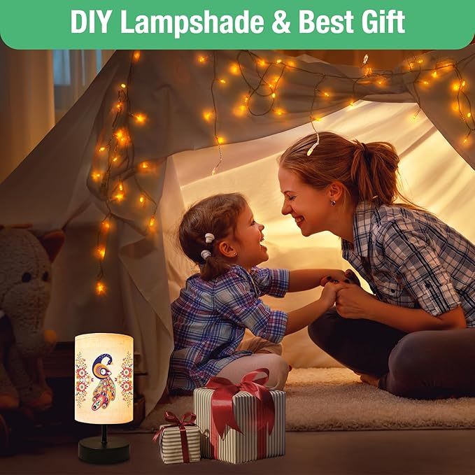 Small Table Lamp, Minimalist with Flaxen Shade, 9 Inch Design for Bedroom & Dorm Room, 2 Pack