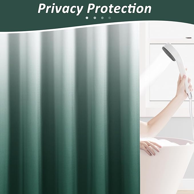 Naturoom Emerald Green Shower Curtains for Bathroom,Ombre Cloth Fabric Shower Curtain Set with 12 Hooks Emerald Green Bathroom Decor 72 x 72