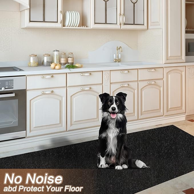 3' x 45' Runner Rugs with Rubber Backing, Indoor Outdoor Utility Carpet Runner Rugs, Black, Can Be Used as Aisle for The RV and Boat, Laundry Room and Balcony