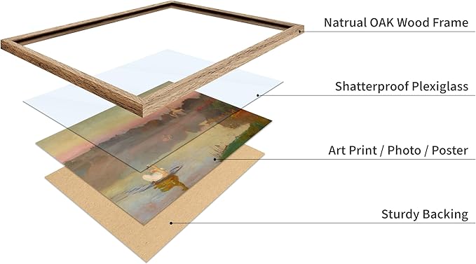 Poster Master Vintage Pond in Radziejowice Poster - Retro Swan Print - Lake Art - Landscape Art - Farmhouse Art - Animal Lover Art - Aesthetic Living Room or Office Decor, 11x14 Beige Framed