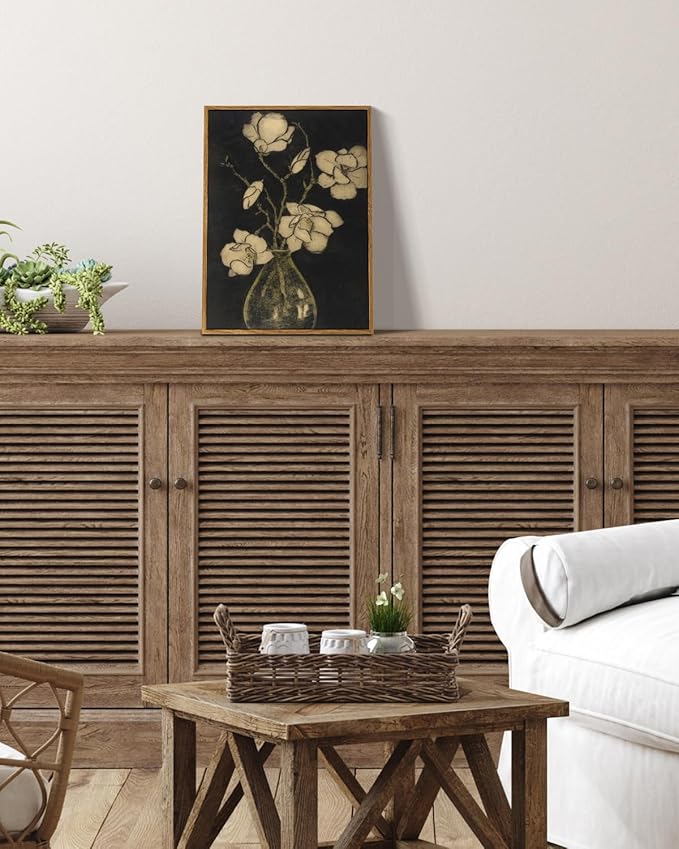 InSimSea Framed Wall Art for Living Room Vintage Floral Wall Art Minimalist Black and White Flower Vase Artwork Farmhouse Decor Prints Aesthetic Home Décor for Bathroom, Bedroom, Office 12x16In