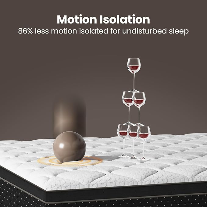 King Mattress 14 inch - Premium Cooling Gel Hybrid Mattresses with Air-Flow Individual Pocket Spring for Motion Isolation, Bed in a Box with Fiberglass-Free -365 Night Trial, CertiPUR-US Certified