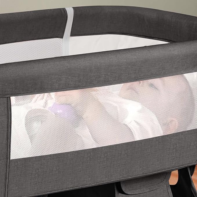 Bedside Crib,3 in 1 Baby Crib Adjustable Portable Bed for Infant,Baby Bassinet with Mosquito net Newborn Bed,Grey