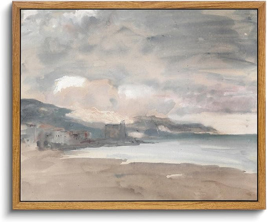 InSimSea Framed Wall Art for Living Room Vintage Decor Coastal Seaside Landscape Abstract Canvas Prints Wall Decorations 9x11in