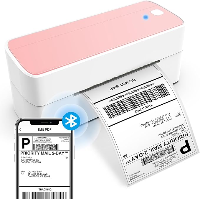 ASprink Shipping Label Printer - Bluetooth Thermal Label Printer for Shipping Packages, Small Business, Barcode Labels, Customer Stickers Compatible with for Amazon, Ebay, Shopify, USPS, UPS, FedEx