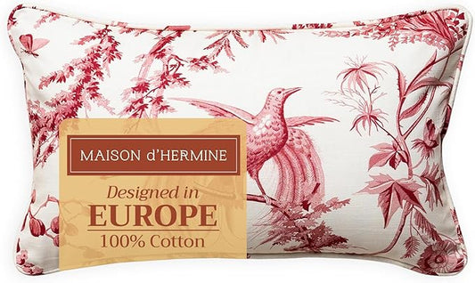 Maison d' Hermine Decorative Pillow Covers 12x20 Inch Rectangle 100% Cotton Throw Pillow Covers with Invisible Zipper for Living Room Couch, Chair, Sofas, Bedroom, Home (Paradise - Lacqer Red)
