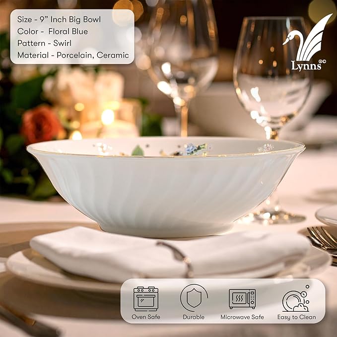 Lynns Paradise Serafina 9-Inch Big Bowl, Set of 3, Purple; Heavy Duty; Chip Resistant; Lead and Cadmium Free; Freezer to Oven Safe up to 500°F