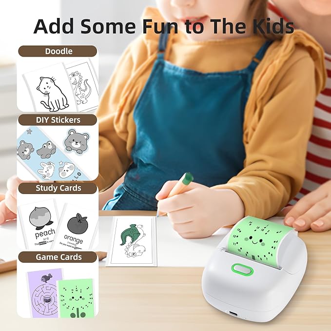 ORGSTA S002 Sticker Printer - Mini Printer Portable Thermal Sticker Maker, Bluetooth Print Pod Inkless Label Maker for Photos, Journal, Receipts, DIY Creation