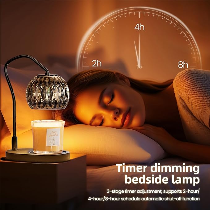 Candle Warmer Lamp with Timer & 4-Level Dimmer, Electric Wax Warmer for Jar Candles, Black Home Decor with 2 Bulbs, Gift for Women, Men, Housewarming