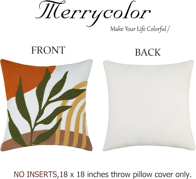 Merrycolor Abstract Boho Pillow Covers 18x18 Soft Mid Century Throw Pillow Covers Texture Geometric Floral Green Pillow Cover Cases Bohemian Decorative Throw Pillows for Couch Bed Sofa Bedroom