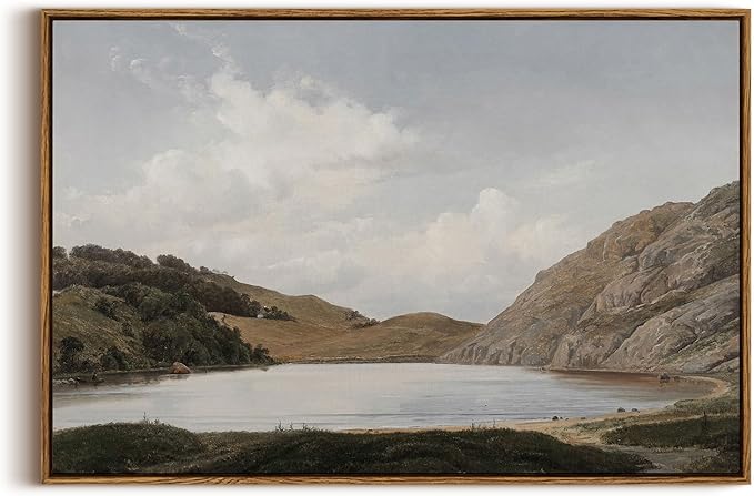 InSimSea Framed Canvas Wall Art Vintage Decor, Lakeside Nature Scenic Wall Decorations for Living Room, Large Prints, Wilderness Country Farmhouse Wall Art, Bathroom Art Wall Decor, 20"x30"