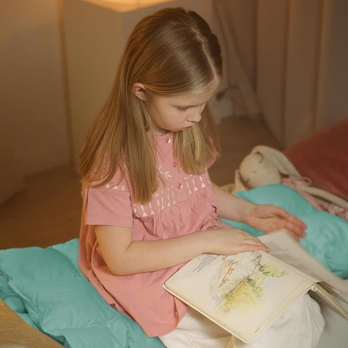 zzlamb Toddler Down Comforter Kids Crib Down Blanket, Warm Baby Quilt Crib Comforter Small Duvet Insert, Lightweight Soft Noiseless Cotton-Blended Shell Down Proof Machine Washable, Aqua 45x60in