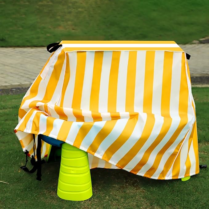 Kovshuiwe Kids Water Table Cover Fit Step2 Rain Showers Splash Pond Water Table, 420D Waterproof Dust Proof Anti-UV Outdoor Toys Cover,Yellow&White