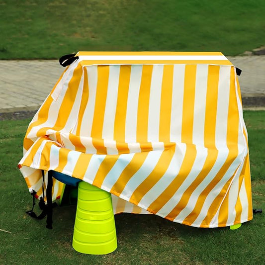 Kovshuiwe Kids Water Table Cover Fit Step2 Rain Showers Splash Pond Water Table, 420D Waterproof Dust Proof Anti-UV Outdoor Toys Cover,Yellow&White