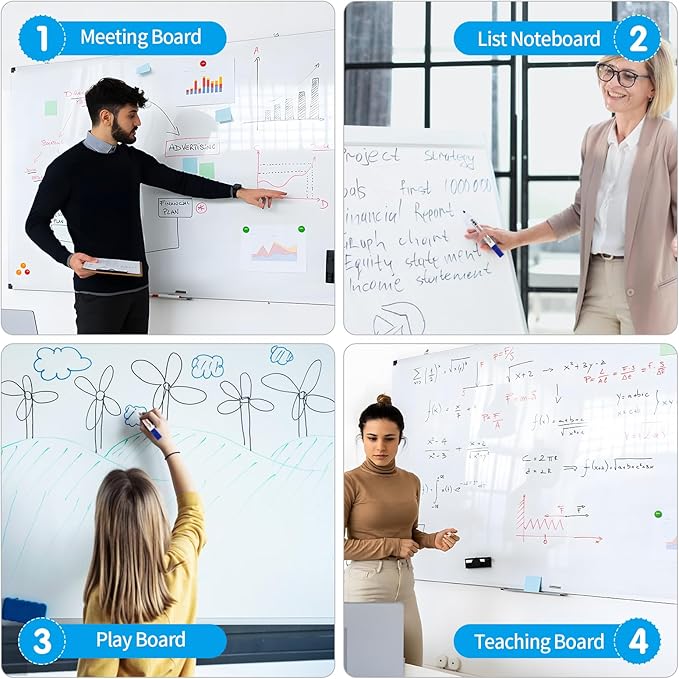 Magnetic Dry Erase Whiteboard 78"x40"- Self-Adhesive Flexible Wall Board Kit with 11 Markers, 6 Magnets, Magnetic Eraser & Holder - Ultra Smooth Writing,Effortless Clean for Office, Home, School