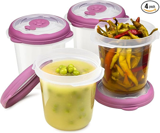 12 oz Plastic Soup Freezer Containers With Lids Reusable, Airtight Microwave Food Storage Container For Meal Prep Home-Made Soup To Go, Dishwasher Safe, Steam Vent Lids BPA-Free - 1.5 Cup - Set of 4