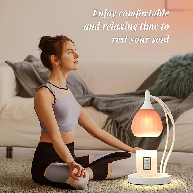 Candle Warmer Lamp, Electric Candle Warmer Lamp with Timer, Dimmable Candle Lamp with 2 Bulbs, Wax Melts Warmer for Scented Jar Candles, Home Decor Room Decor, House Warming Gifts Light Pink