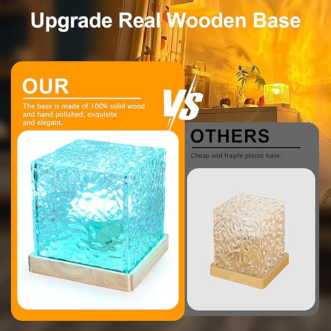 2 Packs Cordless Luminorthe Cube Lamp,Aurora Glow Ocean Lamp Northern Lights Cube Ocean Wave Projector with 16 Colors and Dynamic Ripple Effect for Living Room Bedroom Decor