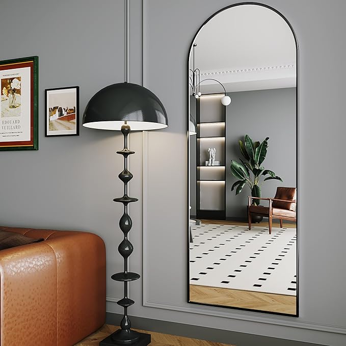 Full Body Mirror,65"x24" Standing Mirror,Nanometre Arched Full Length Mirrors,espejos para dormitorio,Full Size Mirrors (Black)
