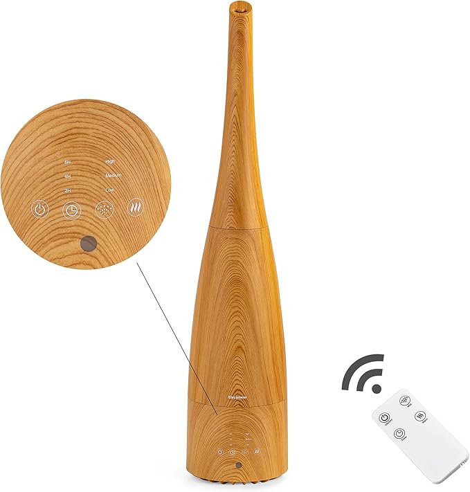 Cool Mist Humidifier,Elecameier Warm and Cool Mist Humidifier for Home/Bedroom with Remote Control Smart Air Humidifier for Desk/Office/Baby Bedroom 25dB Whisper Quiet with Auto Shut off light wood