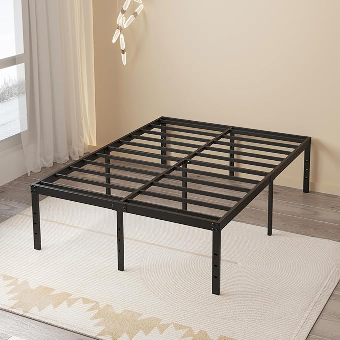 Full Size Bed Frame No Box Spring Needed, 20 Inch Heavy Duty Metal Platform Bed Frame Full Support Up to 3000 lbs, Easy Assembly, Noise Free, Black