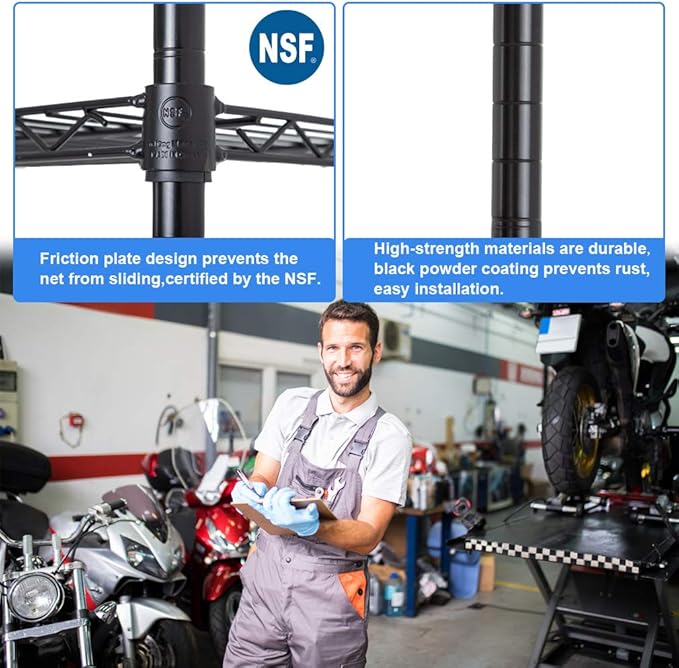 5 Shelf Wire Shelving Unit Garage NSF Wire Shelf Metal Large Storage Shelves Heavy Duty Height Adjustable Utility Commercial Grade Steel Layer Shelf Rack Organizer 1250 LBS Capacity -14x36x72,Black