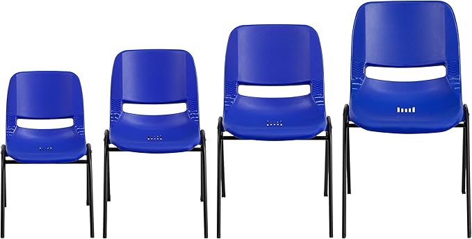 EMMA + OLIVER Blue Ergonomic Shell Student Stack Chair - Classroom Chair / Office Guest Chair