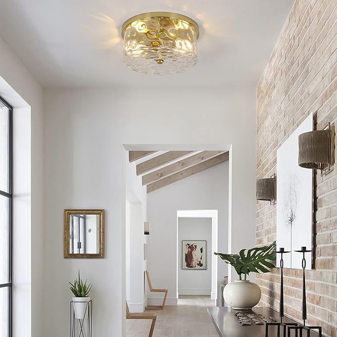 2-Light Flush Mount Ceiling Light Farmhouse Kitchen Island Ceiling Light with Bubble Glass Close to Ceiling Light Fixture for Living Room Bedroom Foyer Hallway