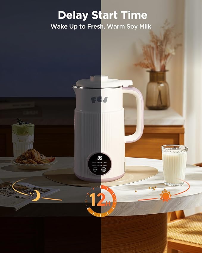 Nut Milk Maker Machine 28OZ, 6 in 1 Soy Milk Maker Blender, Stainless Steel Blenders for Oat, Almond, Plant Based Milk, Automatic Soybean Machine With Delay Start/Keep Warm/Boil Water/Self-Cleaning