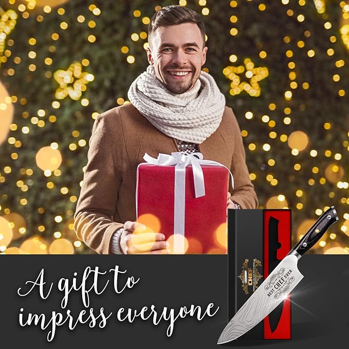Gifts for Men Women Chef Christmas, 8 inch Professional Kitchen Knife Gift Set, German High Carbon Stainless Steel Chef's Knife, Birthday Gifts for Men, Father day Chef Gifts