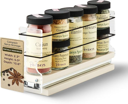 Vertical Spice Narrow Spice Rack -Sliding Spice Jars Organizer - Pantry Organizers & Storage - Slide Out Drawers for Kitchen Cabinets - Seasoning Caddy (2.3" W x 5.0" H x 10.6" D, Partially Assembled)