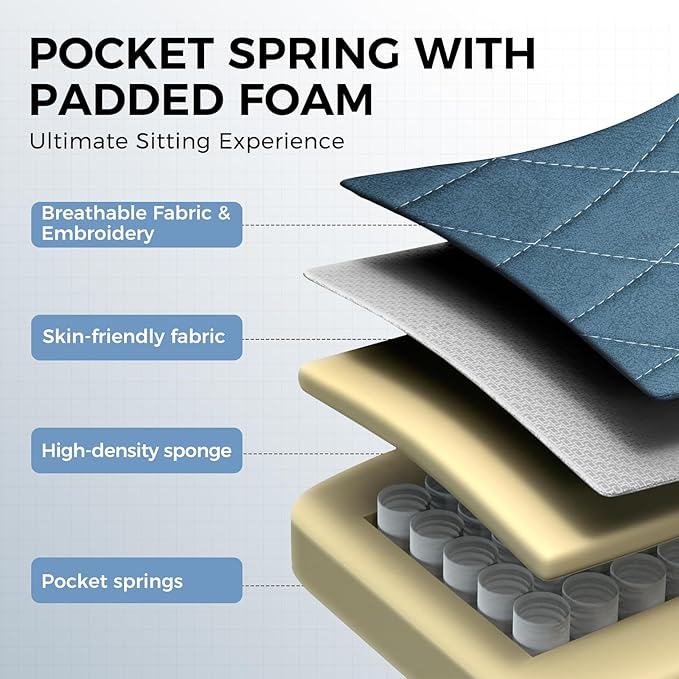 GTPLAYER Big and Tall Gaming Chair Breathable Fabric Computer Chair with Strong Lumbar Support, Comfortable Office Chairs with Pocket Spring Cushion, High Back Ergonomic Desk Chairs with Footrest