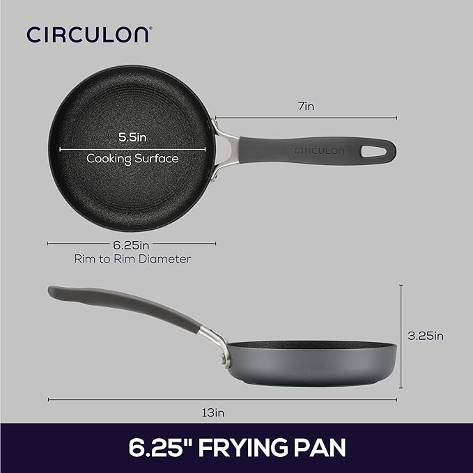 Circulon A1 Series with ScratchDefense Technology Nonstick Induction, Mini Frying Pan/Skillet, Metal Utensil Safe, 6.25 Inch Open Fry Pan - Graphite