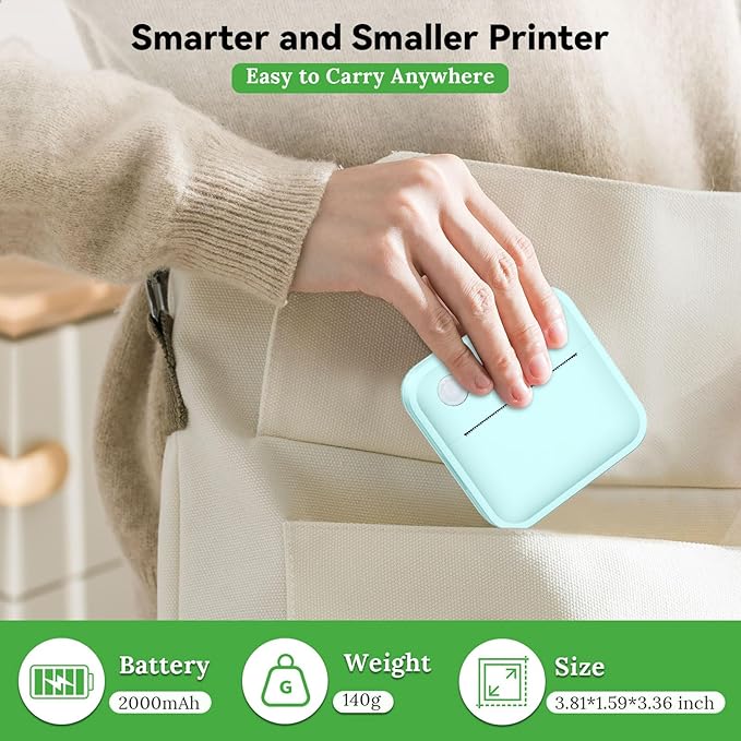 Label Maker Machine with Tape - 14 Sizes Mini Sticker Printer Bluetooth Label Printer for Home Office Organization, Portable Thermal Sticker Maker Print Pod with Multiple Templates for Phone