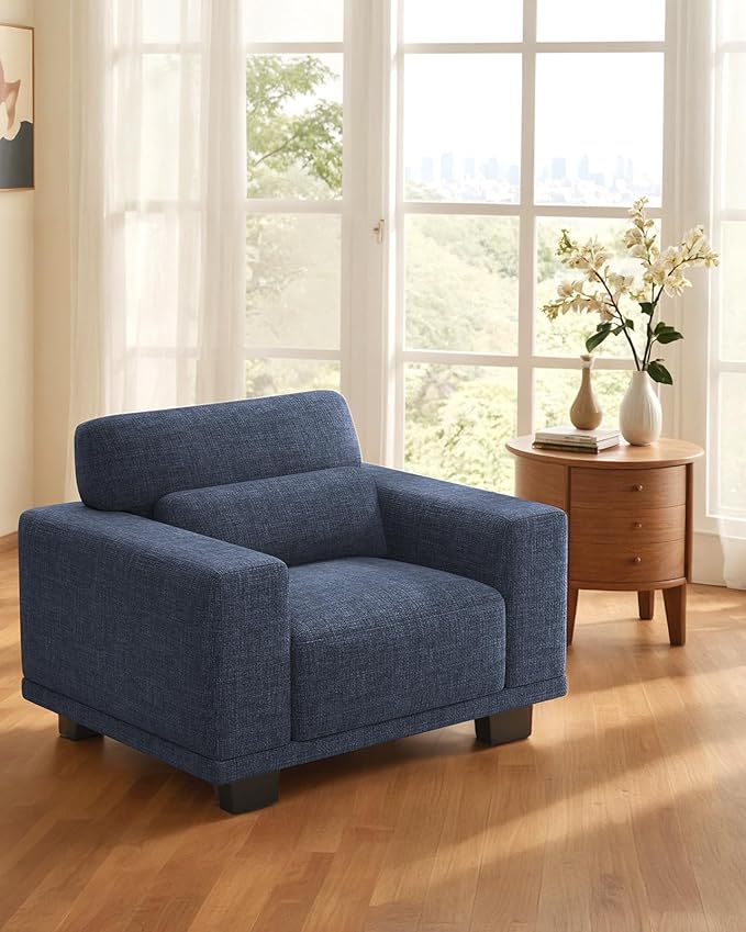 Pipishell Modern Accent Chair, Oversized Armchair with Thick Cushion & Wide Seat Armrests, Reading Chairs Comfy Arm Chair, Removable Sofa Cushion and Cover,Easy to Install, Blue
